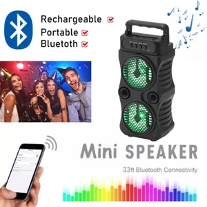 Bluetooth Speaker Mini Portable AUX SD/TF FM Radio Indoor Outdoor Party Lights - Picture 1 of 16