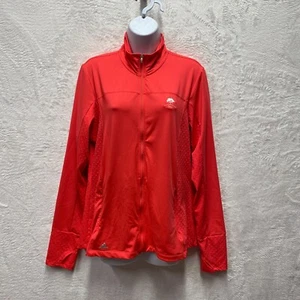 Adidas Golf Jacket Women's Large Coral Pink Outdoor Thumbhole Mock Neck Full-Zip - Picture 1 of 12