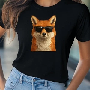T-Shirt Frauen Fuchs mit Sonnenbrille Motiv Baumwolle Größe S bis 3XL - Bild 1 von 1