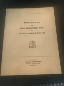 1953 Instruction Book by Motorola for Radio Transmitters T-208/U and T-417/GR - Picture 1 of 8