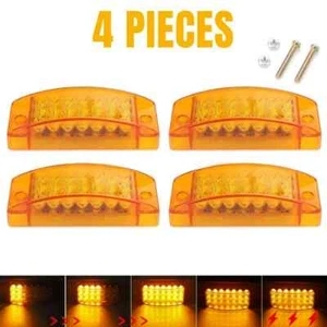 4 x Amber 21 LED Side Marker Clearance Light Rectangle 12V Truck Trailer Camper - Picture 1 of 9