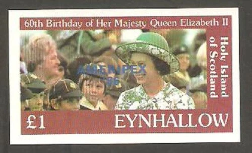 Eynhallow 1986 60 cumpleaños Reina Isabel CUB SCOUTS AZUL Ameripex OP SS Foto 1 de 1