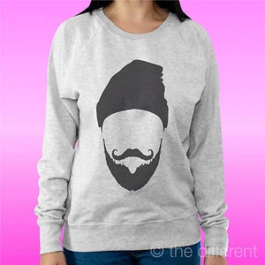 Felpa Woman Light Sweater Light Grey " Beard Hat Beard " Road To Happiness - Picture 1 of 1
