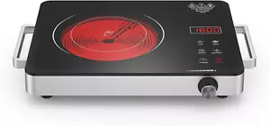 Electric Cooktop, Portable Single Burner Stove with Plug, 1800W Hot Plate Counte - Picture 1 of 6