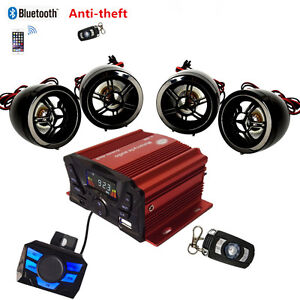  UTV,ATV, Anti-Theft Speakers USB Audio System Stereo Bluetooth Motor Remote