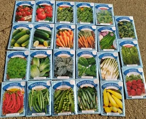 23 Assorted Vegetable Seeds Packed for 2021 Tomato Herb Pepper Basil Carrot Peas - Picture 1 of 9
