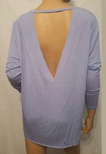 NWT Victoria's Secret PINK (S) OPEN BACK Long Sleeve Cut Out V BACK TEE Purple - Picture 1 of 4