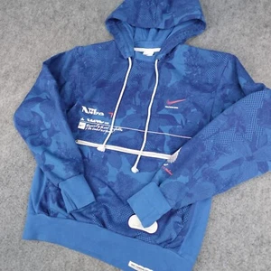 Nike Hoodie Mens Small Blue Sweatshirt Sweater Swoosh Standard Issue Floral Camo - Picture 1 of 16