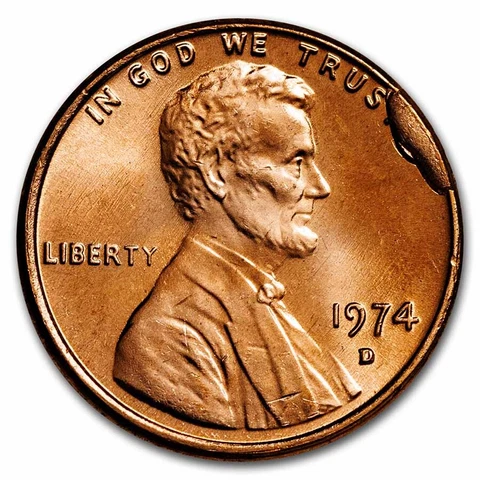 1974-D Lincoln Cent Cud Error BU (Red) - SKU#257825 Cover