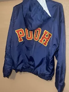 Vintage The Disney Store Winnie The Pooh Art Sketch Navy Hooded Jacket Large - Picture 1 of 9