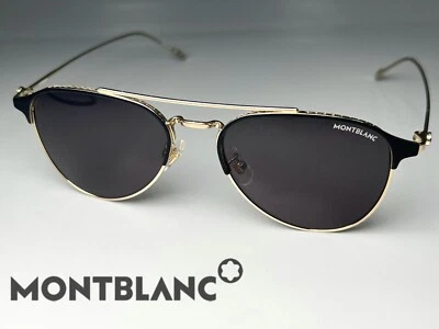 Nuevas gafas de sol MONTBLANC MB0190S 001 aviador metal dorado 55-145 lentes grises Foto 1 de 4