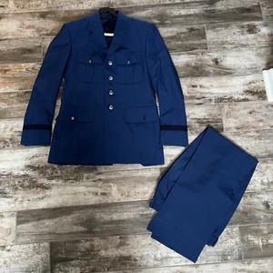 Vtg. Flying Cross Blue 40L Pocket Button Uniform Jacket Blazer Pants 33L Suit - Picture 1 of 13
