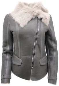 Chaqueta voladora de lana de oveja gris corta Toscana para mujer - Imagen 1 de 8
