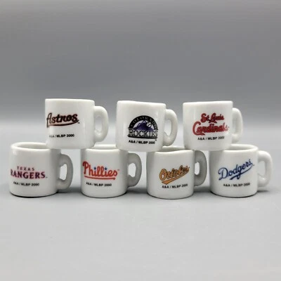 Juego de 7 tazas de cerámica en miniatura MLB béisbol 2000 logotipos del equipo Astros Dodgers Foto 1 de 4