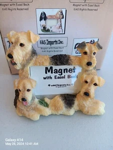 E&S Imports Inc Resin Airedale Terrier Magnetic Picture Frame With Easel - Picture 1 of 4