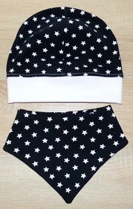  Gorro gorro pañuelo 2 piezas estrellas KU 45 / 50 cm HANDMADE - Imagen 1 de 2
