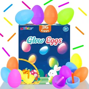 MGparty Glow in The Dark Easter Egg Hunt Set - 36 Fillable Plastic Eggs with ... - Picture 1 of 7