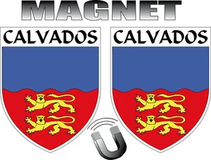 2x MAGNET forme écussons département 14 CALVADOS blason magnétique 4x5cm  - Foto 1 di 1