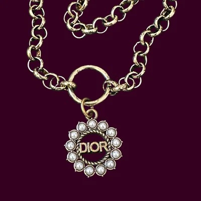 Dior Zipperpull/charm on Handmade  Antique Gold Necklace, Chunky , Layering - Image 1 of 4