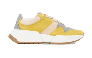 MM6 Maison Margiela Classic Chunky Platform Suede Sneakers Grey/Yellow Contrast - Picture 1 of 7