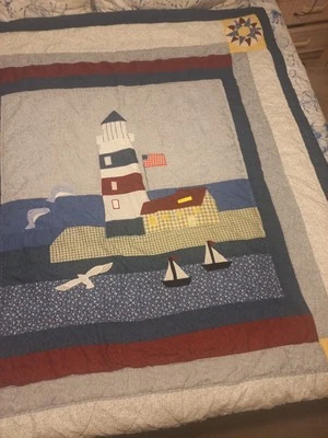 Edredón Patchwork Faro Velero Patrón Océano 50x60 Pared o Cama Gaviota  Foto 1 de 4