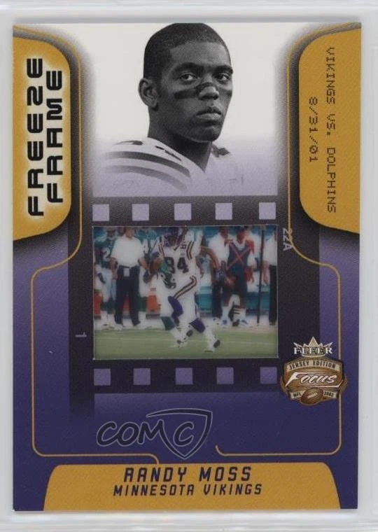 2002 Fleer Focus Jersey Edition Freeze Frame Randy Moss #5FR HOF - Image 1 of 2