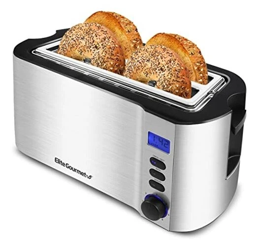 ECT4400B# Long Slot 4 Slice Toaster Countdown Timer 6 Toast Setting Defros...