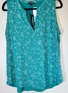 NWT Papermoon Stitchfix Size Large Green Sleeveless Blouse Abstract Dots - Picture 1 of 6