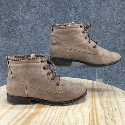 Botas deportivas para mujer 11 M Leslie botín al tobillo marrón imitación cuero con cordones informales Foto 1 de 4