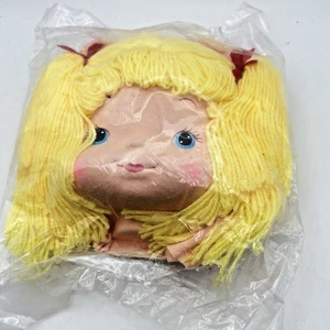 Mid Century Vintage 1960's Fabric Face Yarn Hair Doll Head 51/2" Blonde Hair New - Picture 1 of 7