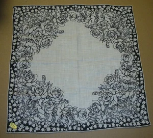 Black & White ~ BURMEL Original HANKIE w/ Label ~ 13"x 12.5" - Picture 1 of 5