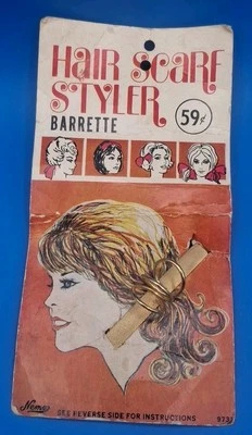 Vintage 1970's NOS Nemo Hair Scarf Styler Barrette With Directions Gold Tone  - Image 1 of 4