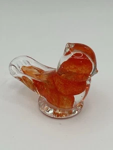 Vintage Red Amberina Hand Blown Glass Cardinal Bird Signed Ron Ray - Picture 1 of 6