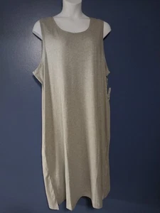 NEW Jockey Plus Size 3X Long Sleeveless Grey Cotton Dress Nightgown Beach Lounge - Picture 1 of 9