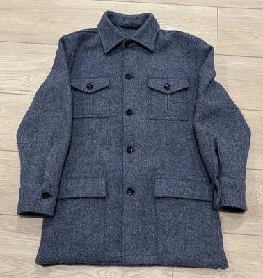 Sid Mashburn Harris Tweed Military Style Shirt Jacket Men's Small Blue - Image 1 of 4