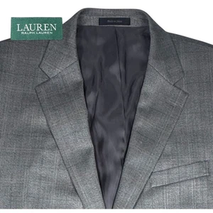Blazer Abrigo Deportivo Lauren Ralph Lauren Gris A Cuadros Lana Seda Para Hombre 44R - Imagen 1 de 12
