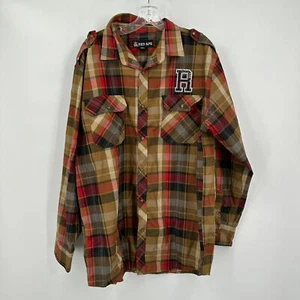 Red Ape Mens Button Up Shirt Size 3XL Autumn Plaid Long Sleeve Embroidered Logo - Picture 1 of 7