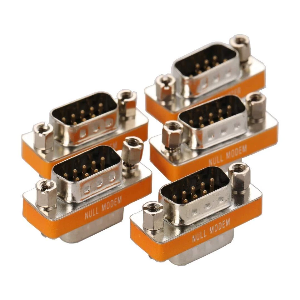 DB9 Null Modem Adapter Male to Male 5 Pack Connector for Serial Communication - Image 1 of 4