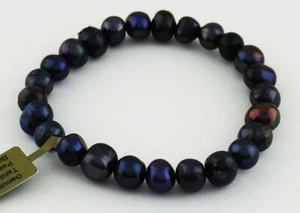 GENUINE LARGE 7.5 mm FRESH WATER TAHITIAN PEARLS BRACELET * Band New With Tag *
