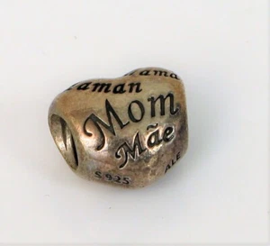 VTG DESIGNER SIGNED PANDORA ALE STERLING SILVER CHARM MOTHER'S HEART 791112 - Picture 1 of 1