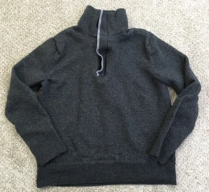Banana Republic Sweater Youth Boys Medium Dark Gray 100% Merino Wool 1/4 Zip - Picture 1 of 7