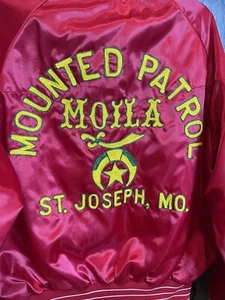 Mounted Patrol Moila St Joseph MO Vintage Satin Bomber Jacket Adult XL Red USA - Picture 1 of 7