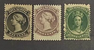 NOVA SCOTIA, 1860-63, SC #8 MH, 9 MNH,11 MNH - Picture 1 of 2