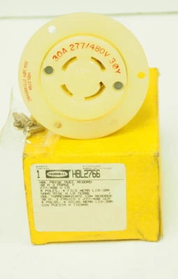 Hubbell HBL2766 30 A, 3PH WYE 277/480V, 4 Pole Twist-Lock, Flanged Receptacle - Image 1 of 4