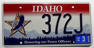 USA License Plate Idaho "Honoring Our Peace Officers", Landscape/Star/Eagle.