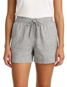 J.Crew Factory Women's XXS - Black White Striped 4" Linen Blend Shorts - Picture 1 of 1