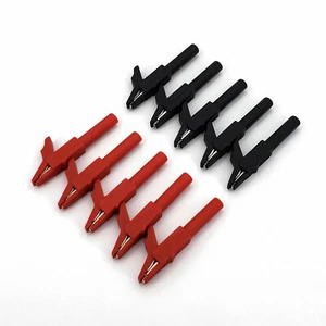 10 piezas rojo/negro 56 mm aislado seguridad 4 mm plátano hembra gato prueba cocodrilo clip - Imagen 1 de 5