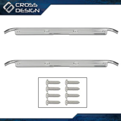 Fit For 1967-1972 Chevy C10 GMC Truck Chrome Door Sill Plates w/ Hardware Set - Image 1 of 4