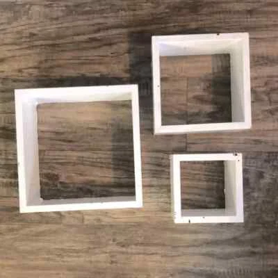 set of 3 NESTING shelves heavy wood square contemporary decorative wall shelves - Image 1 of 4