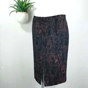New W by Worth Crinkle Jacquard Front Slit Skirt Career Pencil Womens Size 6 - Picture 1 of 11